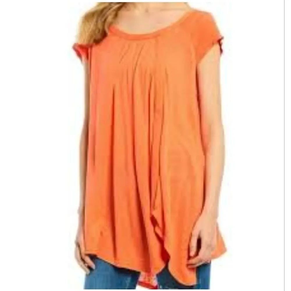 Free People L Coral Coast Keep It Casual Relaxed Fit Flowy ShrtSlv Women T-Shirt